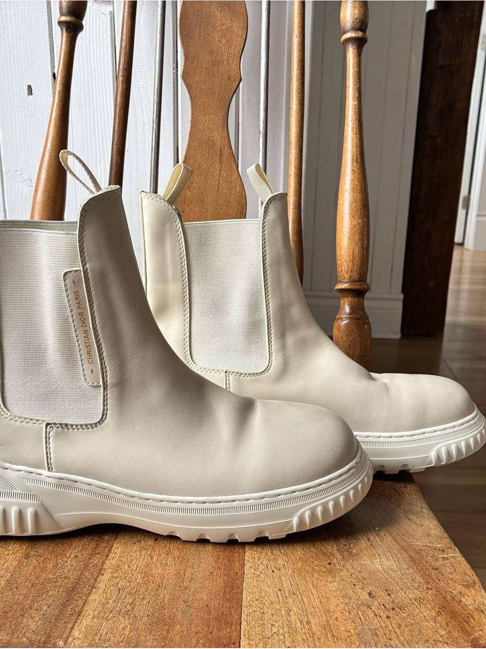 Authentic Christian Dior Women's Trial Chelsea Boots - Off-White, Size 39